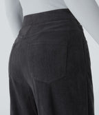 Pantalon velours côtelé tailleur et large Halara Flex™, taille haute, avec poches