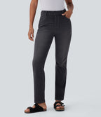 Halara Flex™ Jeans bootcut Casual Taille Haute Multiples Poches Lavés Élastiques et Tricotés Coupe