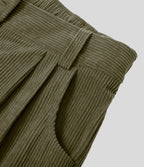 Pantalon en velours côtelé décontracté taille moyenne avec poches latérales