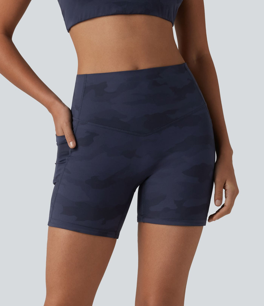 Short cycliste Halara UltraSculpt™ imprimé camouflage taille haute gainant 12,5 cm avec poches