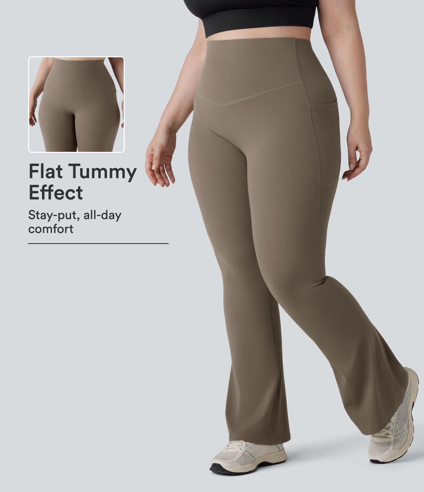 Pantalon de yoga à coupe bootcut gainant taille haute grande taille avec poches Halara UltraSculpt™