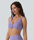 Haut de bikini jacquard à décolleté plongeant en V