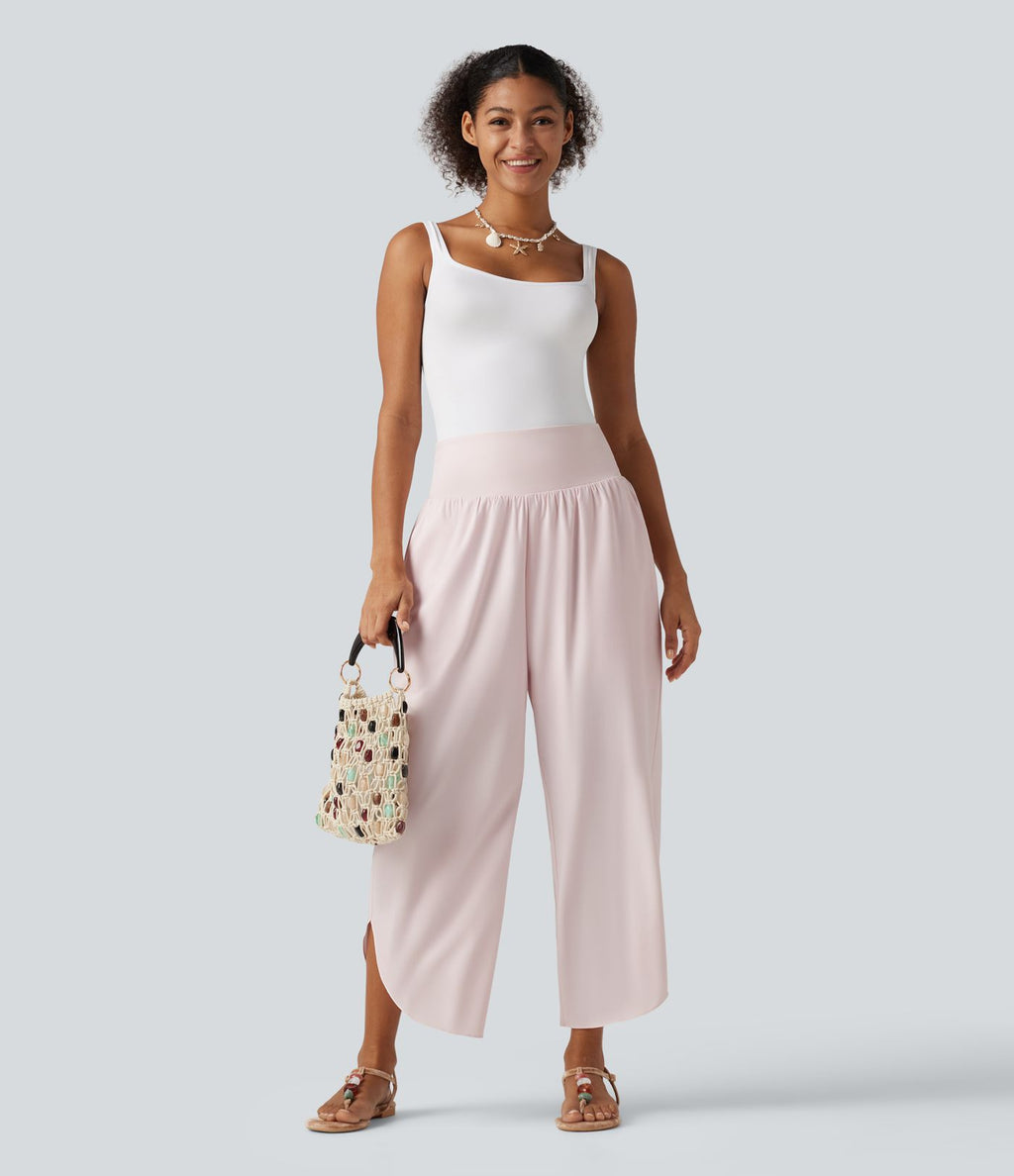 Pantalon Breezeful™ style vacances taille haute gainant 2-en-1 à bas fendu, séchage rapide et poches