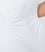 Softlyzero™ Airy Robe Demoiselle d'Honneur Invitée de Mariage Col Carré Plissée et Fendue Toucher Frais Grande Taille