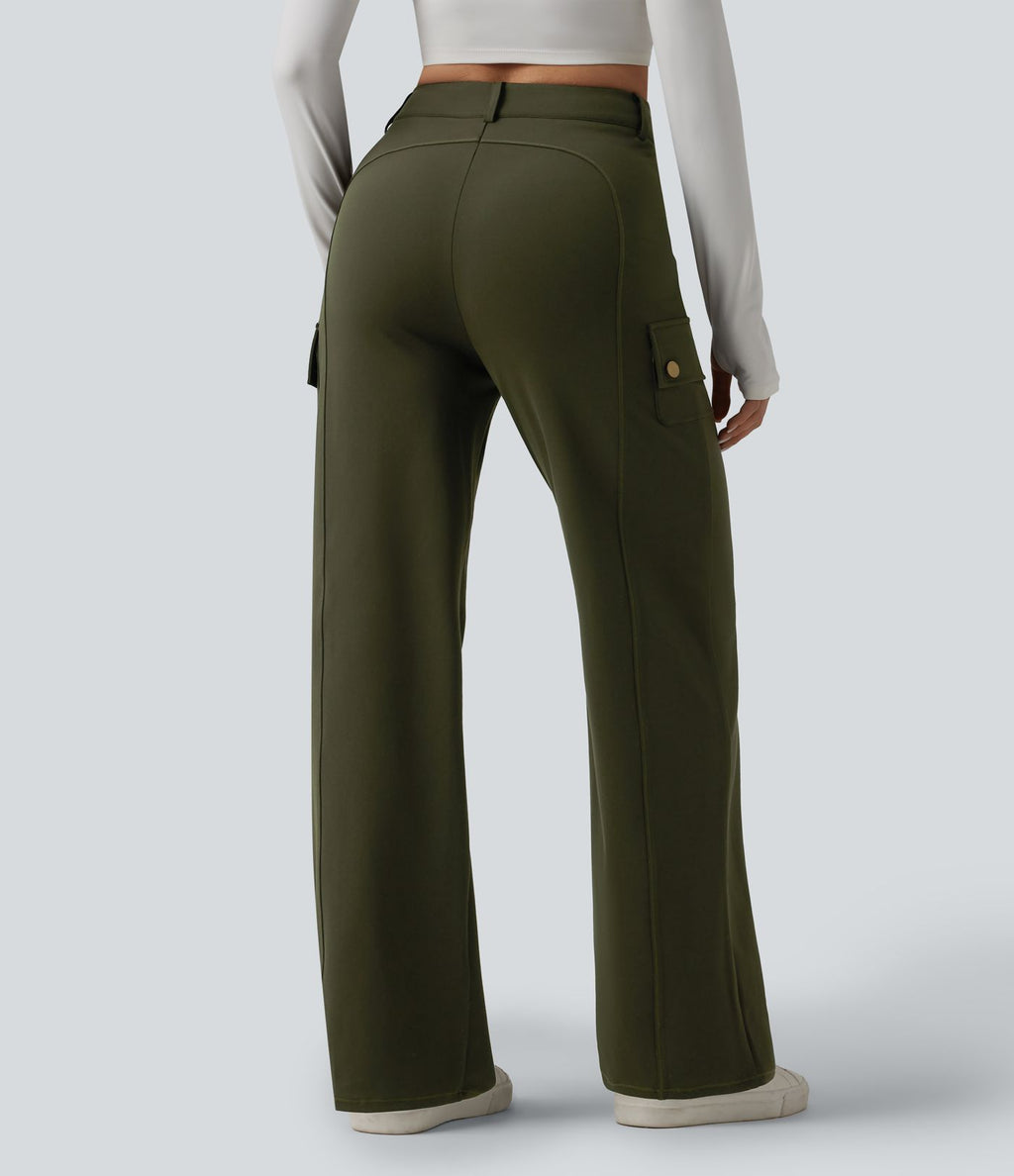 DayStretch Pantalon cargo décontracté taille haute coupe droite avec poches