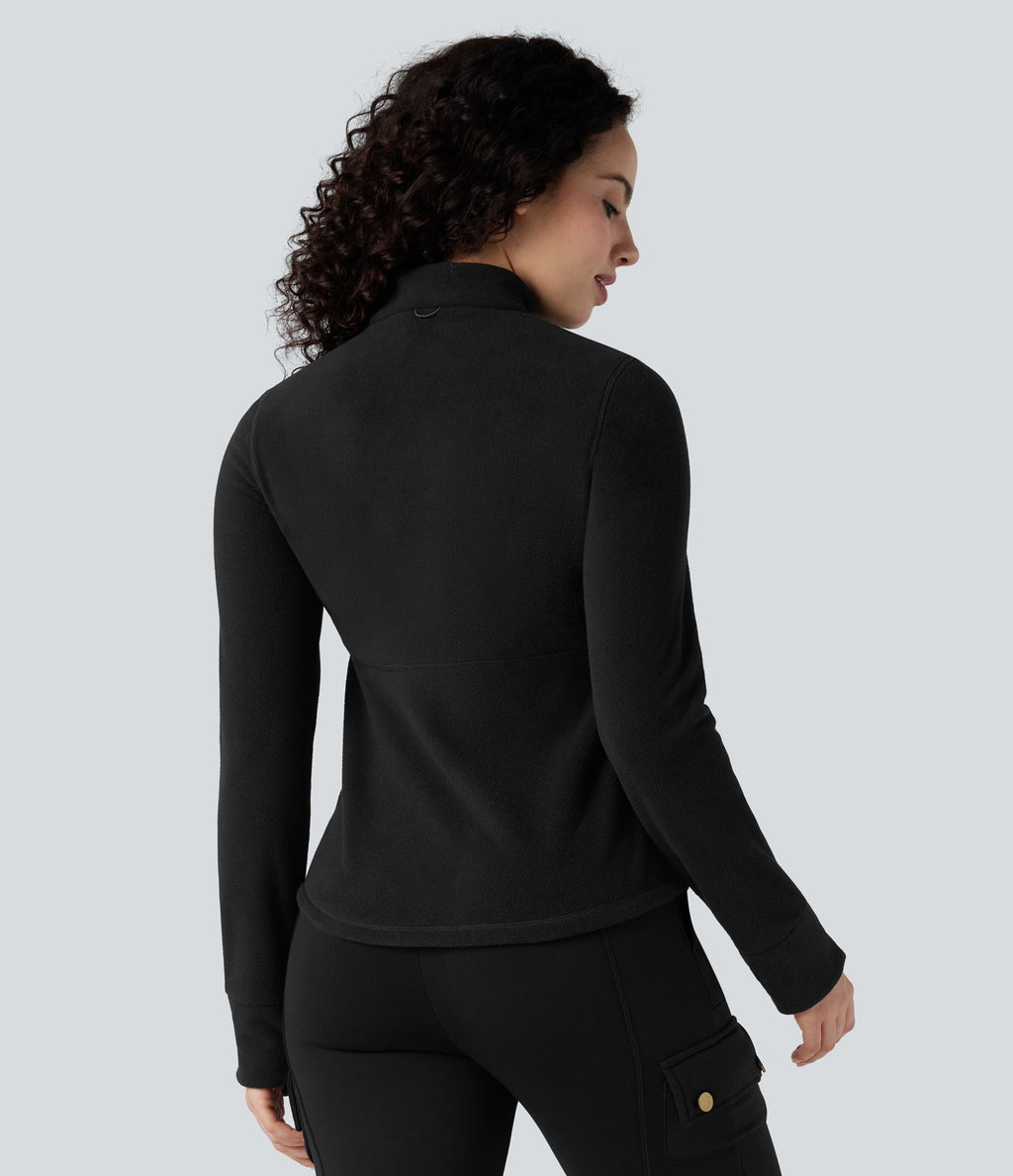 Veste randonnée col cheminée manches longues avec trous pour pouces et poches