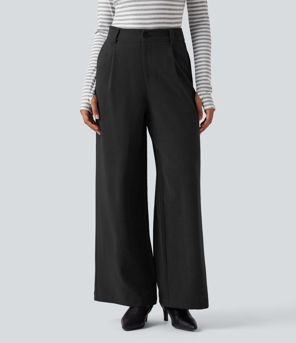 Pantalon tailleur baggy taille haute avec poches