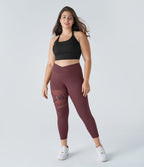 Legging yoga grande taille croisé taille haute avec mesh contrastant et boucle décorative DayStretch