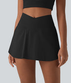 Jupe-short de tennis SoftlyZero™ Airy gainante croisée à effet frais InstantCool et poches, Lucid, protection solaire UPF50+