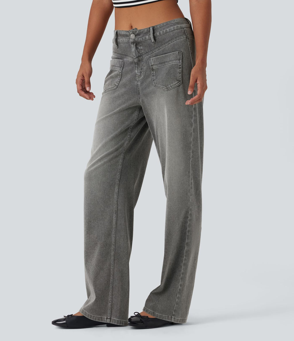 Halara Flex™ Jean coupe droite décontracté taille mi-haute avec poches