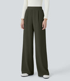 Halara Flex™ Pantalon Tailleur Évasé à Taille Haute Sculptant la Silhouette avec Poches Latérales Micro Waffle