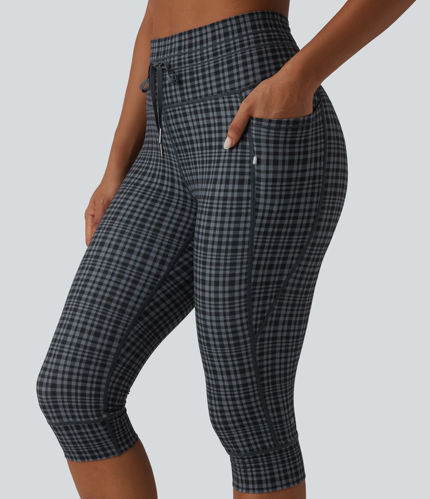 Legging de yoga Halara UltraSculpt™ à carreaux, taille haute, cordon de serrage et poches