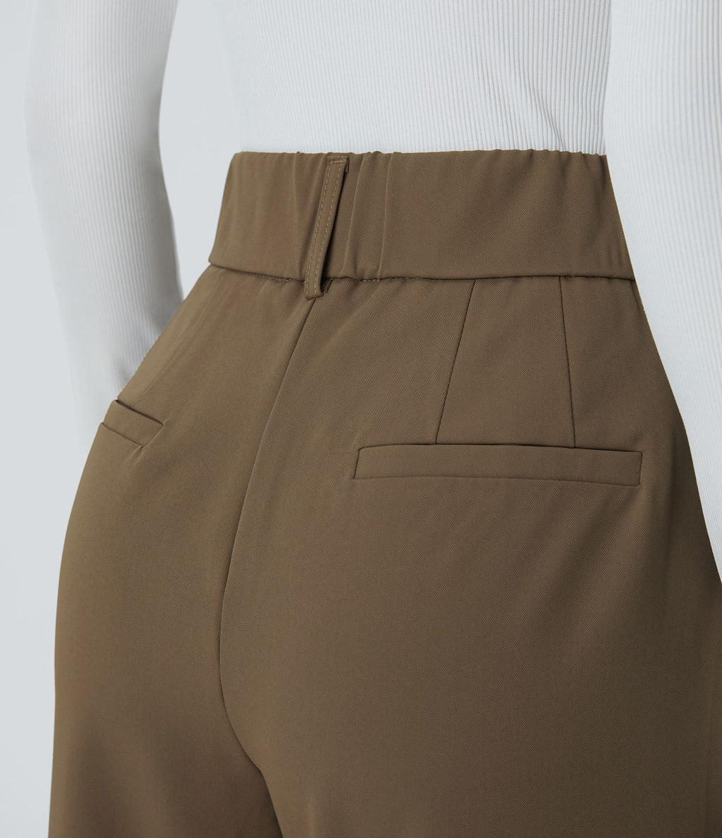 Pantalon tailleur Halara Flex™ fuselé uni, taille haute, avec poches