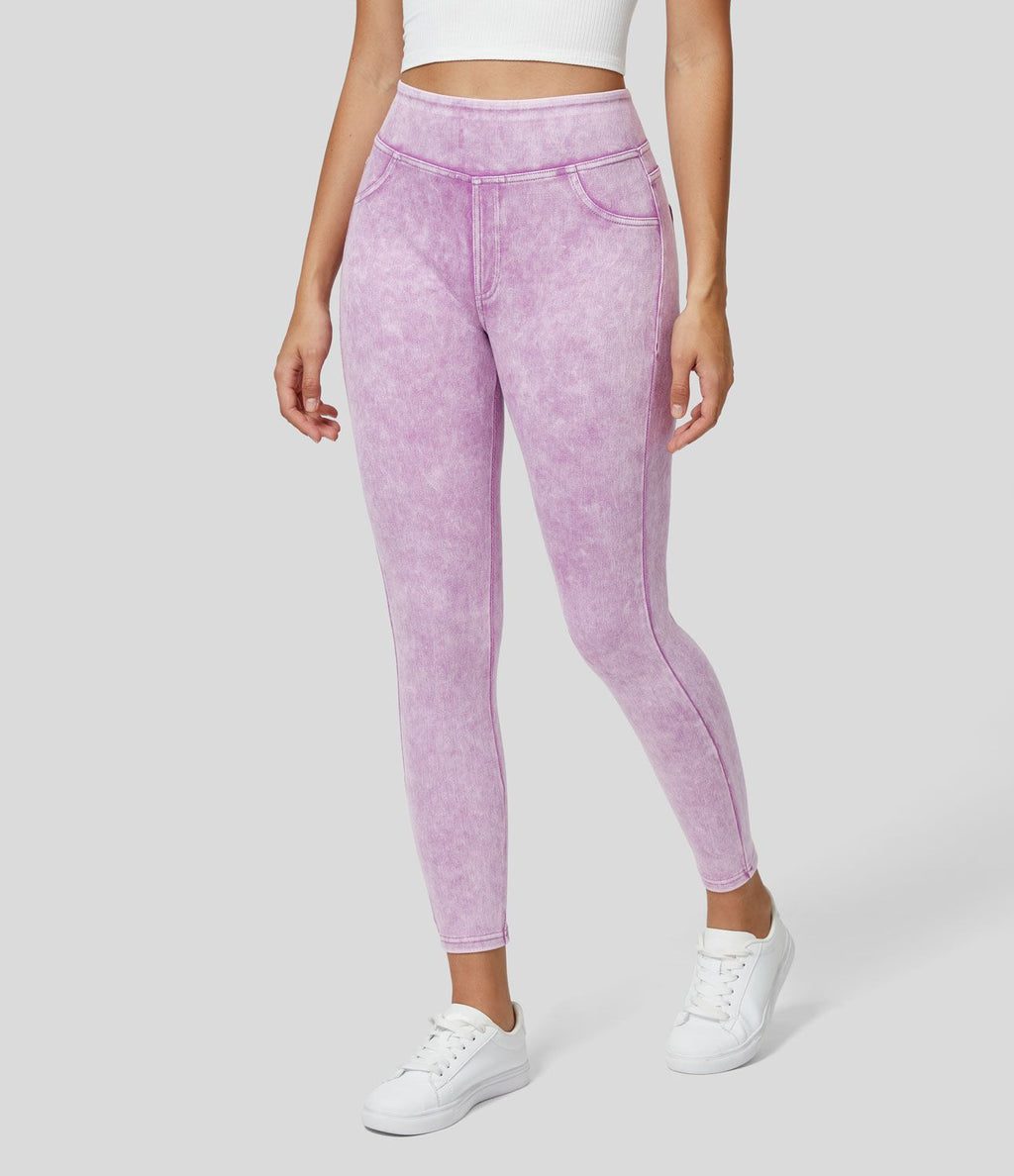 Halara Flex™ Jegging Casual Tricot Extensible Coloré Taille Haute Poches Arrière Latérales