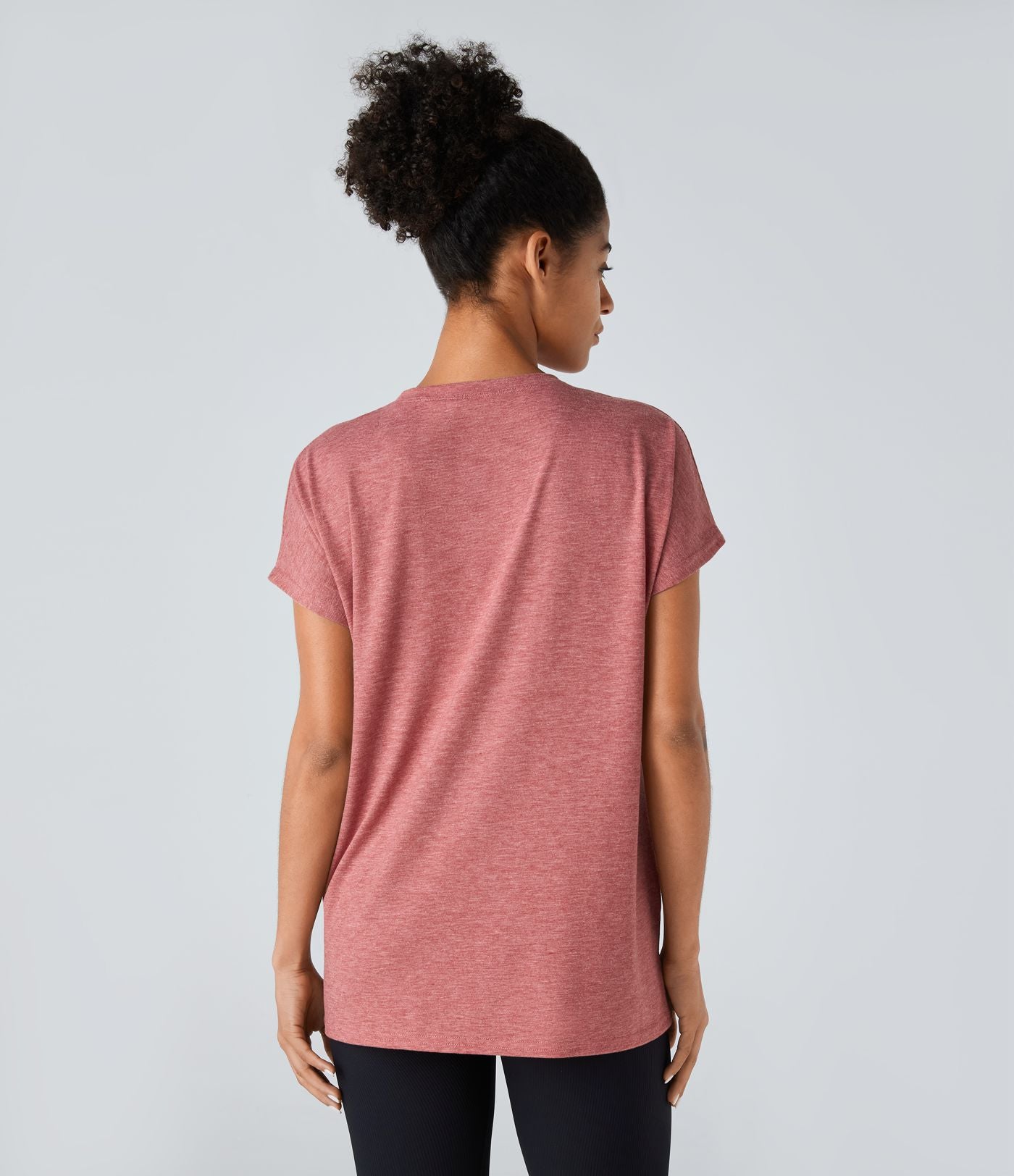 T-shirt Casual Relax à Col Rond Poche Poitrine Ourlet Fendu