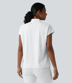 Blouse esprit bureau ample défroissage facile, col V et manches chauve-souris