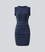 Robe mini moulante soirée col rond sans manches froncée effet frais InstantCool SoftlyZero™ Airy
