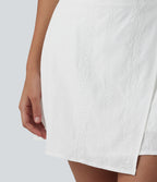 Jupe mini évasée 2-en-1 taille haute broderie style vacances