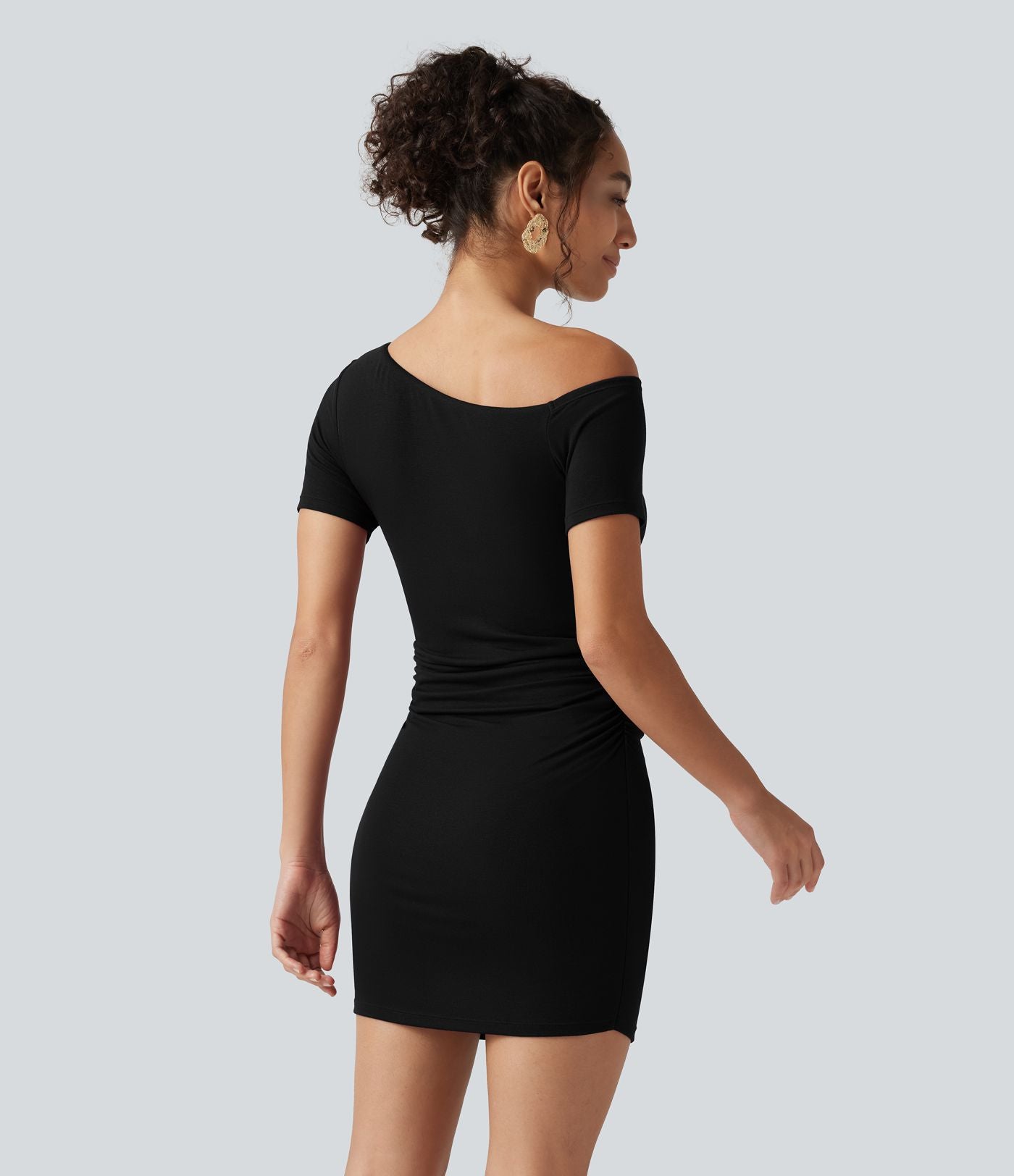 Robe-short mini moulante côtelée asymétrique accès facile Easy Peasy avec coussinets amovibles, poches et bonnets B à E