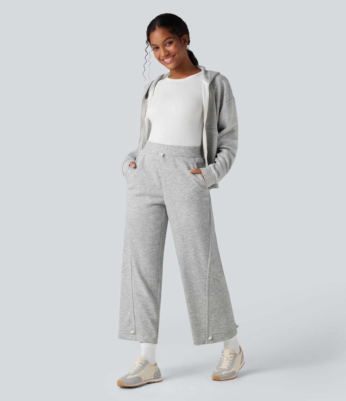 Pantalon jogging taille haute avec poches