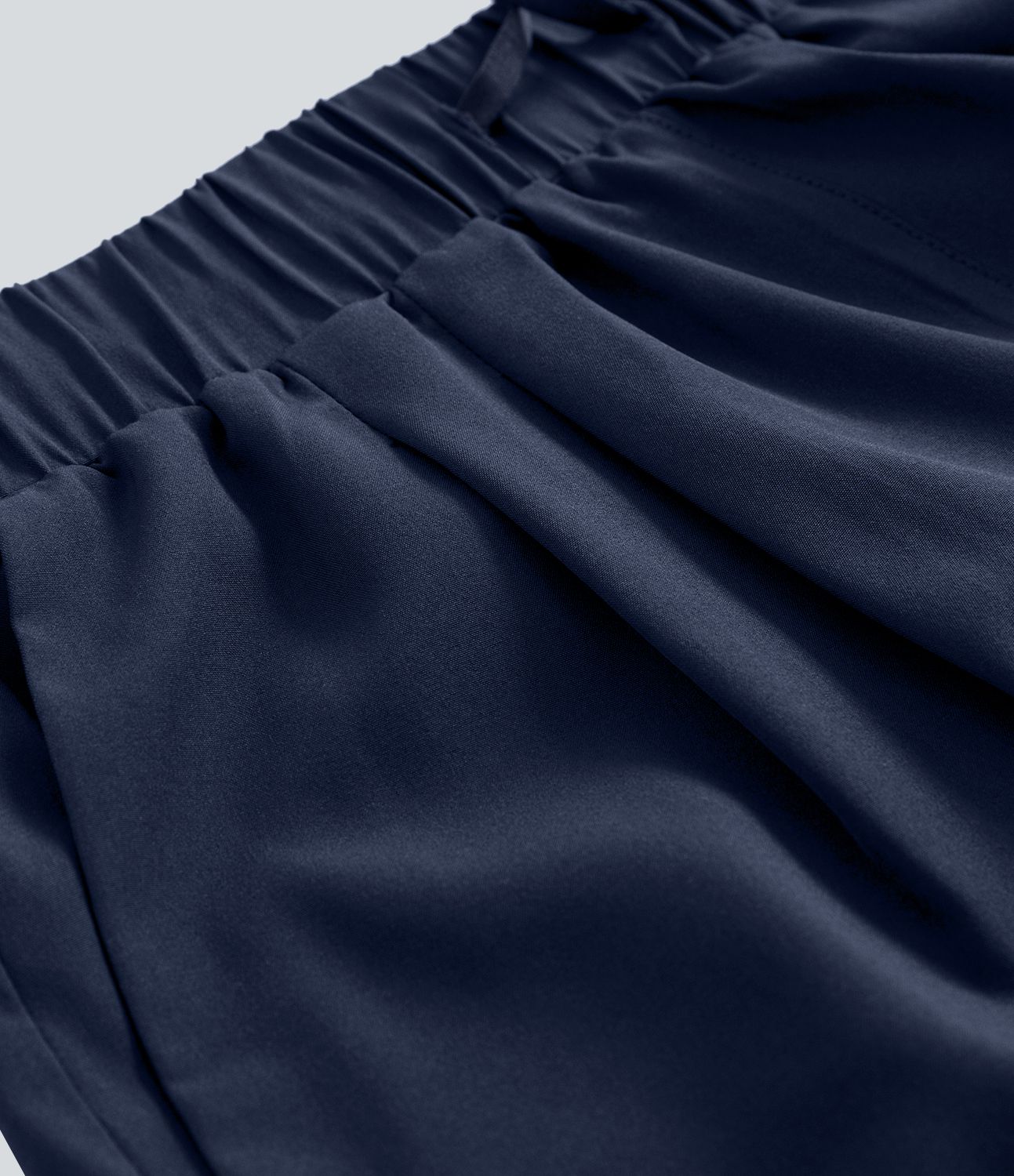 Short 7,5cm Casual à Taille Moyenne avec Ceinture Élastique Cordon de Serrage et Poches Latérales Ruchées