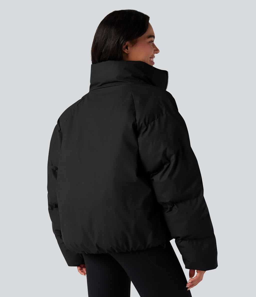Doudoune casual oversize à col montant avec ourlet à cordon de serrage et poches