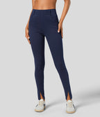 Halara Flex™ Legging Casual en Denim Extensible à Taille Haute avec Poches Latérales et Fentes