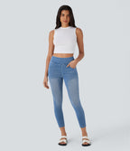 Leggings 7/8 décontractés en denim taille haute avec poches Halara Flex™