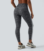 Legging 7/8 d'entraînement taille haute gainant imprimé léopard et rayures color block Halara UltraSculpt™ avec poches