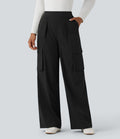 Pantalon voyage taille haute jambe large avec poches