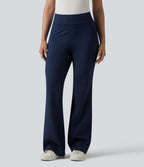 Pantalon tailleur évasé taille mi-haute à rayures, avec poches