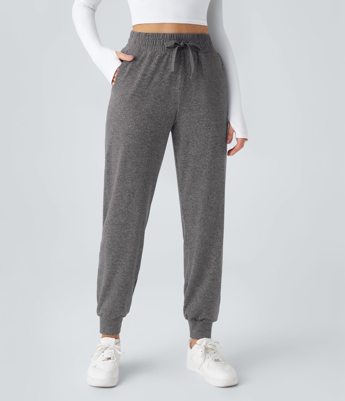 Jogging Yoga Froncé Taille Haute Cordon de Serrage Poche Latérale