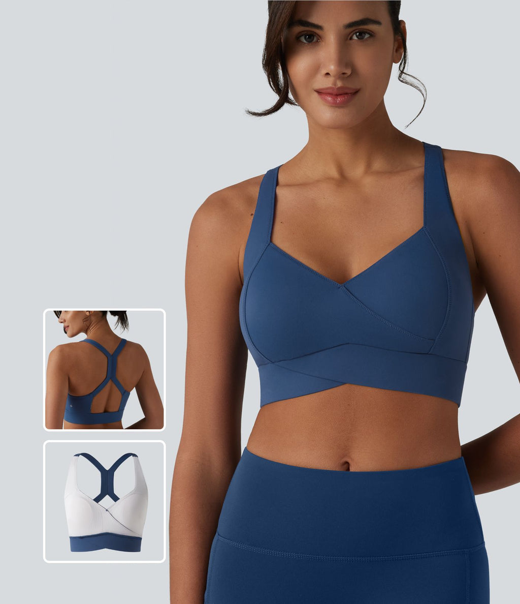 Brassière de sport SoftlyZero™ Plush maintien léger dos nu avec découpes et brassière intégrée