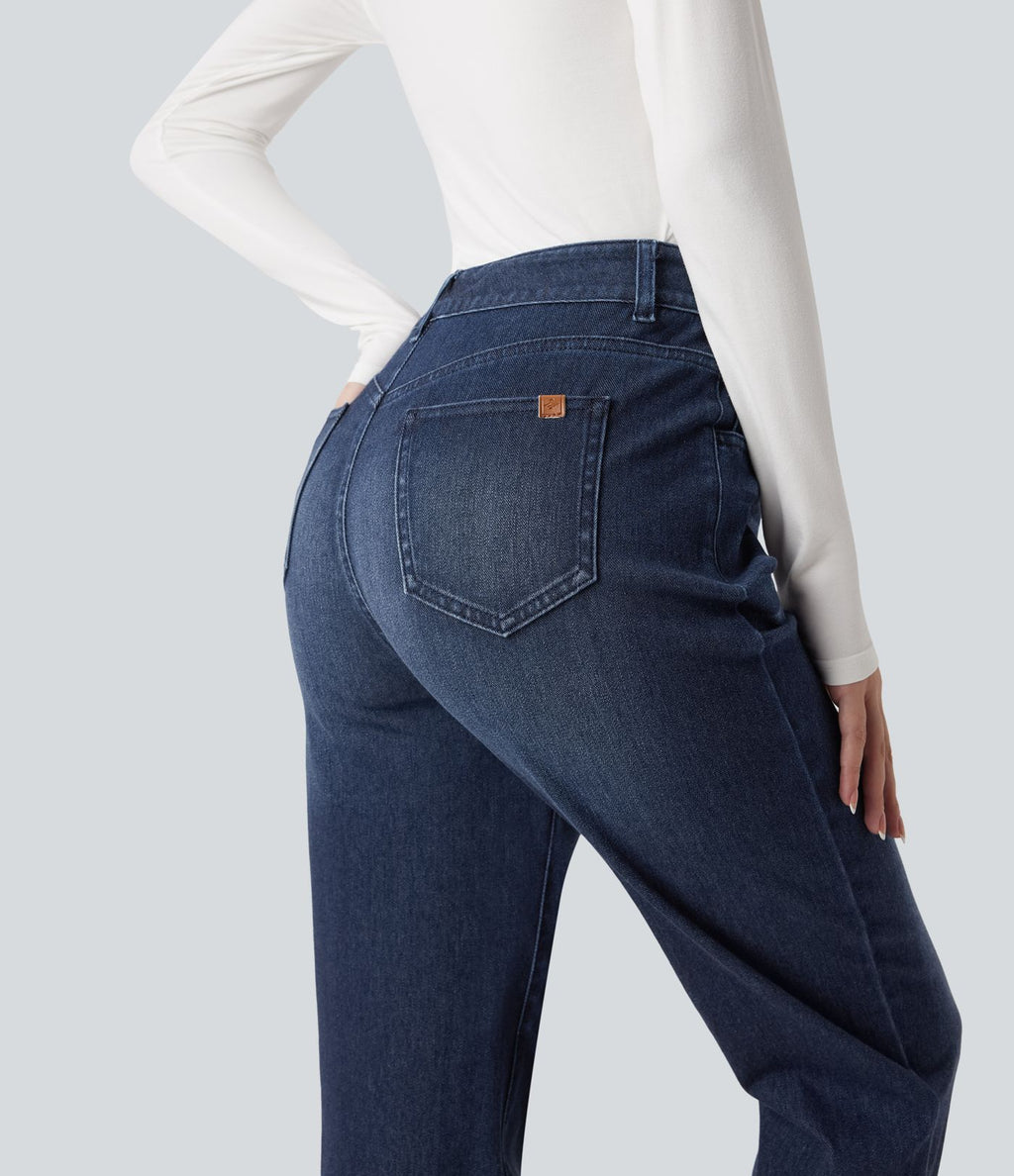 Jean décontracté Halara Flex™ ajusté taille haute ourlet retroussé avec poches