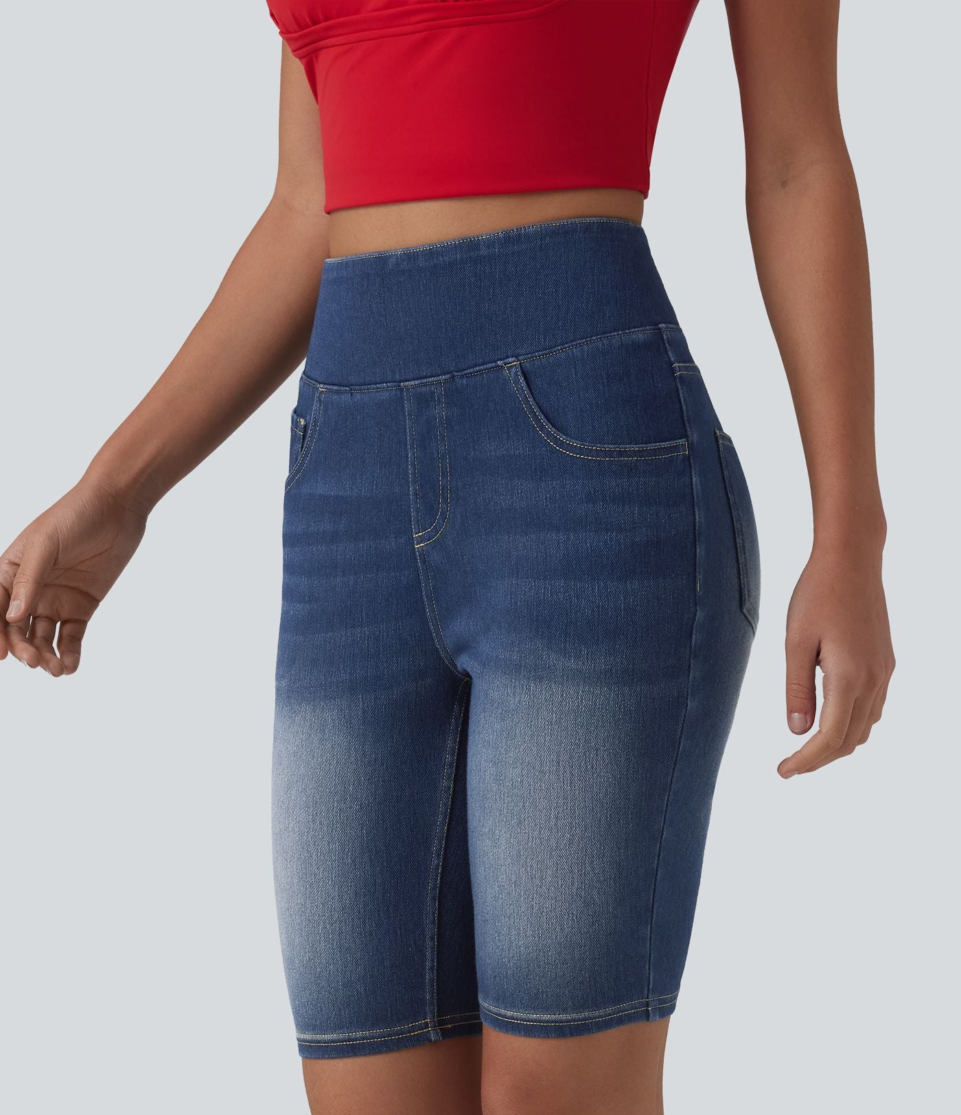 Halara Flex™ Short en denim taille haute ventre plat 22,8 cm avec poches