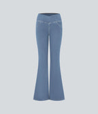 Jean super évasé Halara Flex™ décontracté maille denim extensible délavée effet frais InstantCool taille haute poches croisées