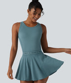 Barboteuse de yoga dos nu sans manches en mesh respirant avec jupe amovible et poches – Easy Peasy