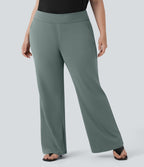 Pantalon tailleur évasé grande taille taille haute Halara Flex™ DayStretch avec poches zippées latérales