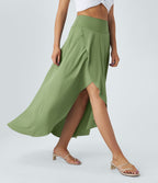 Jupe Longue Casual Breezeful™ Taille Haute à Volants 2en1 Fluide Sèchement Rapide Quotidien Maxi
