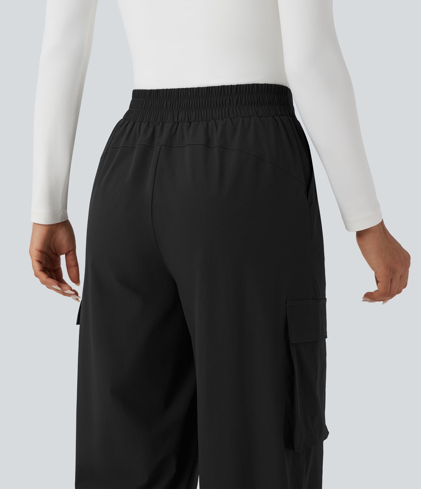 Pantalon voyage taille haute jambe large avec poches