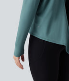 Haut de sport yoga SoftlyZero™ 2-en-1 col rond à manches longues avec nœud au dos et effet frais InstantCool, protection solaire UPF50+