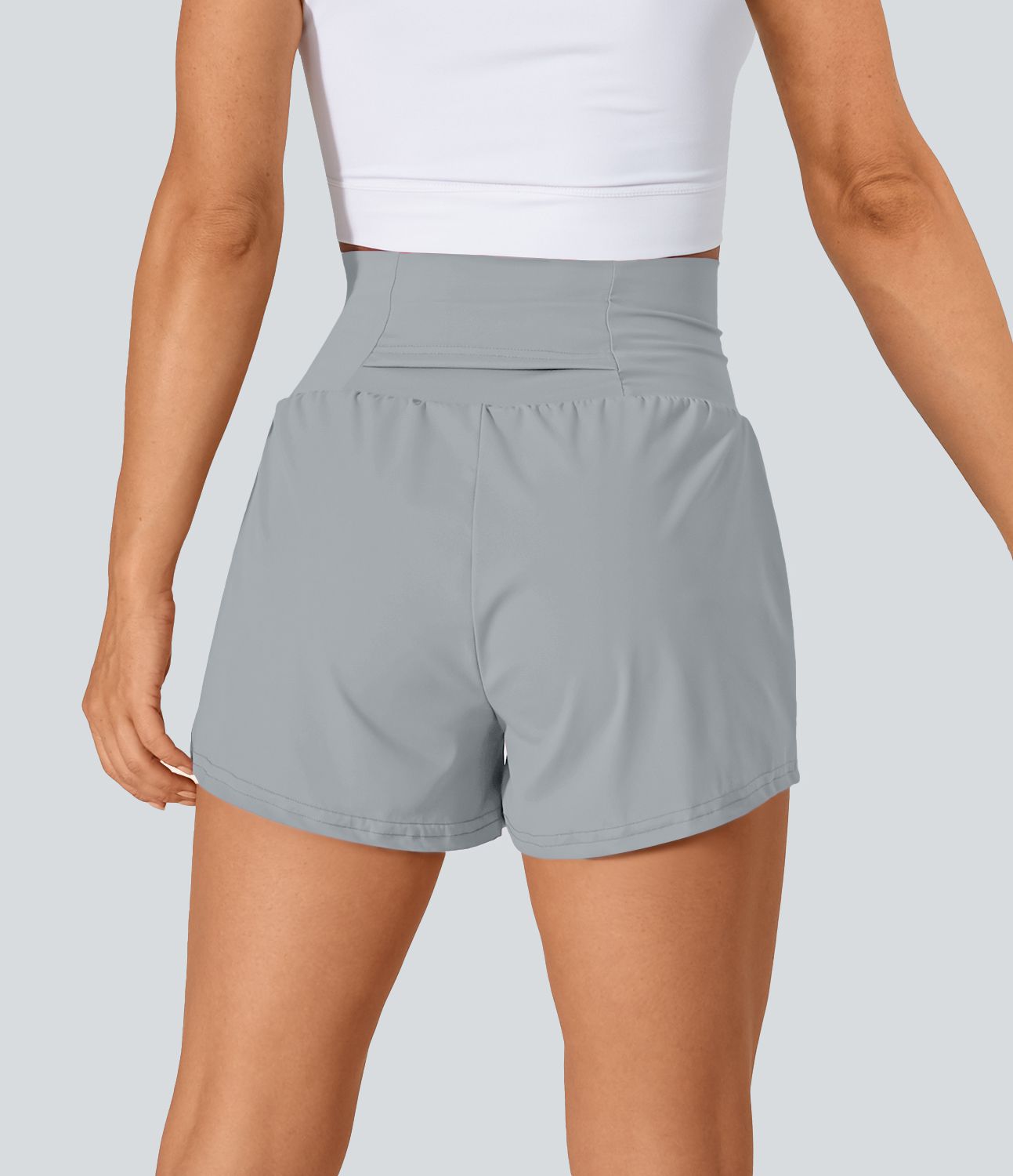 Short 7,5cm Yoga 2 en 1 Super Taille Haute Poches Arrière Poches Cachées Latérales