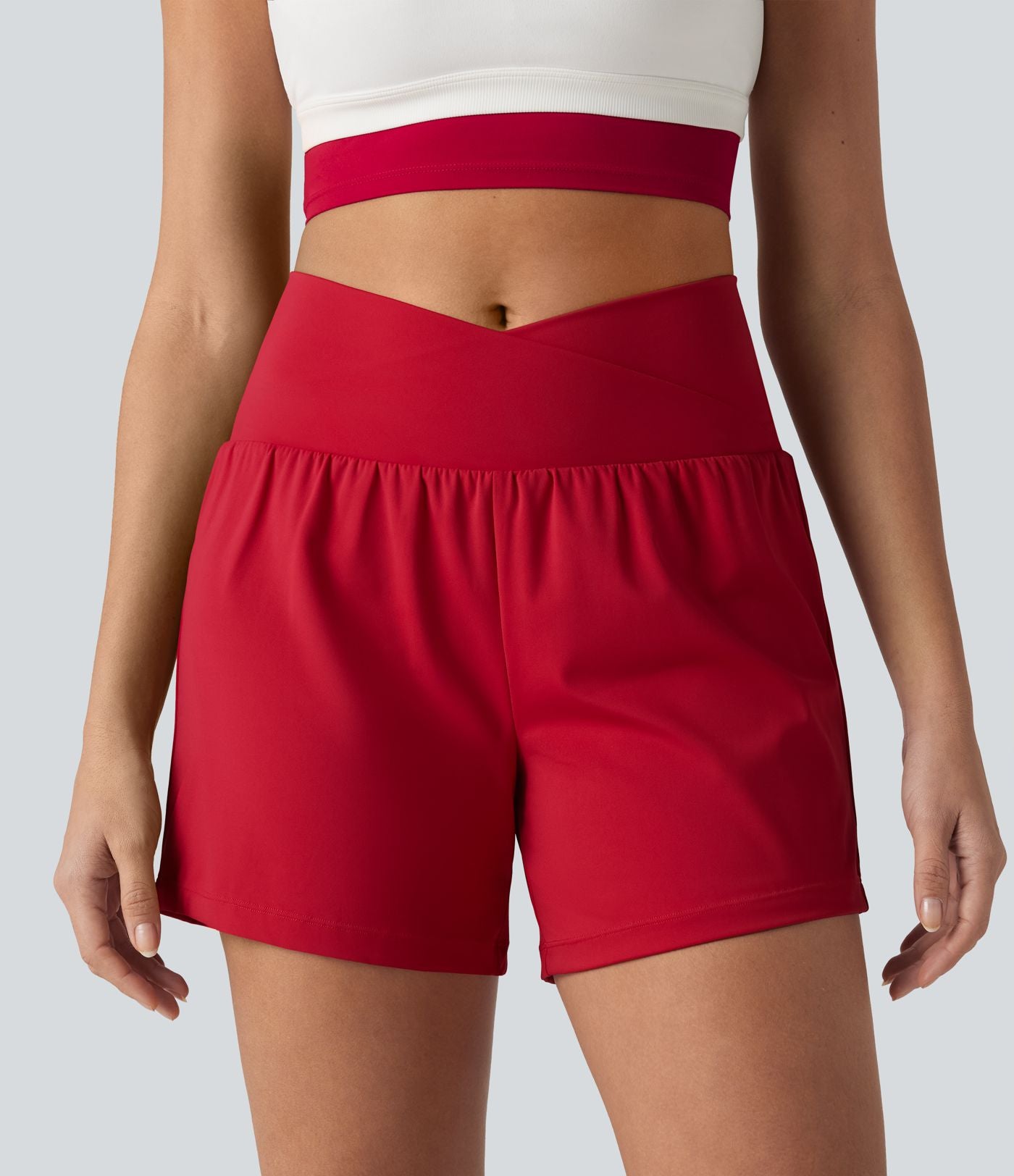 Short de yoga SoftlyZero™ Airy croisé taille haute 2-en-1 effet frais InstantCool 12,5 cm avec poches