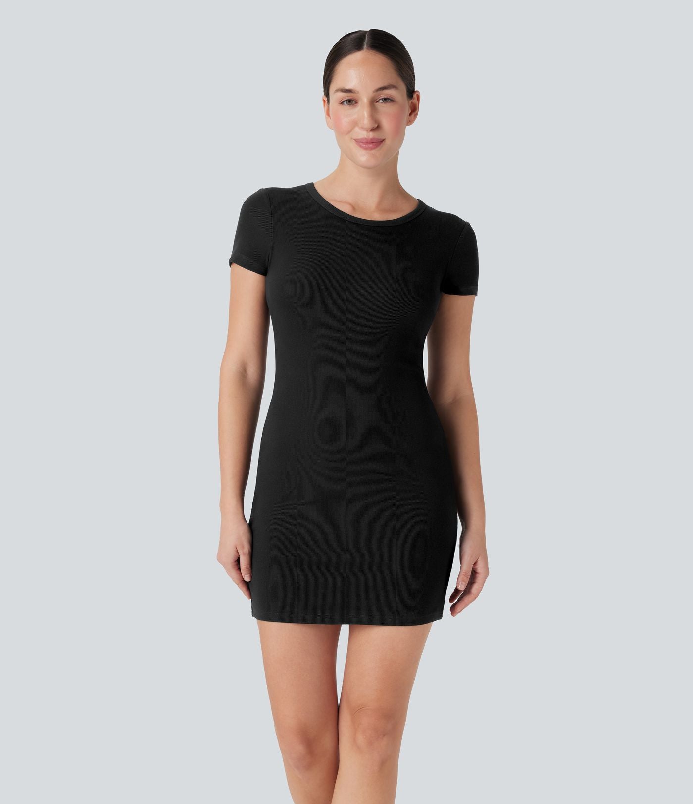 Robe active de yoga mini moulante côtelée avec soutien-gorge intégré