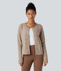 Cardigan tailleur col rond torsadé manches longues