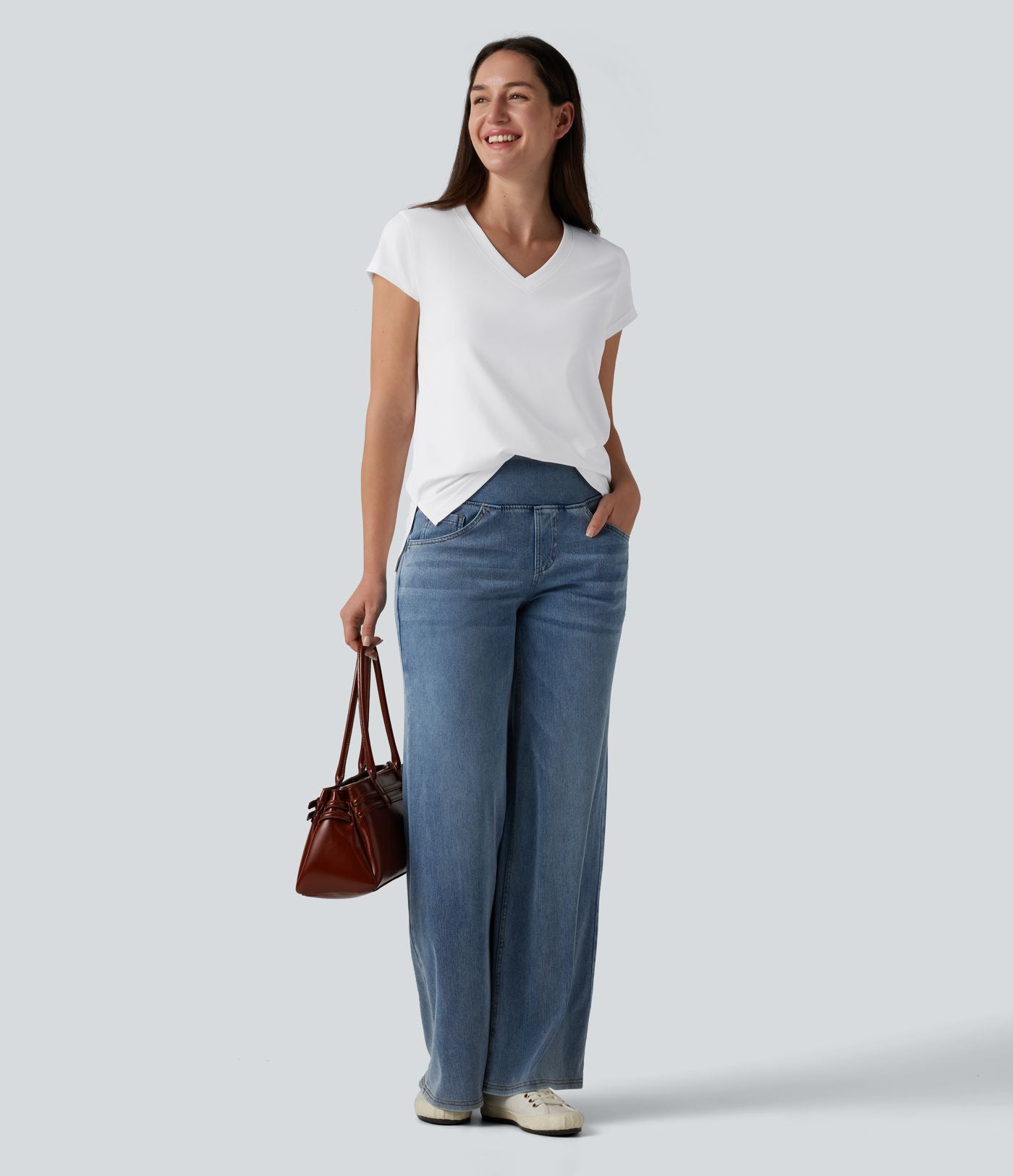 T-shirt casual col V manches courtes