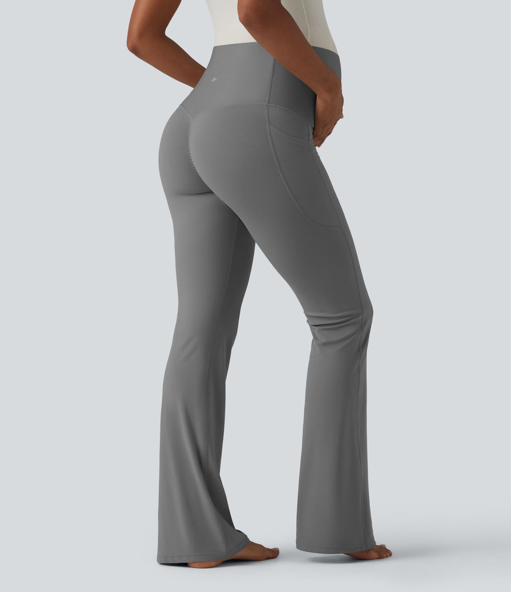 SoftlyZero™ Legging de yoga de maternité évasé taille super haute avec poches