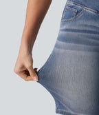 Short en jean Halara Flex™ casual gainant taille haute croisée avec poches