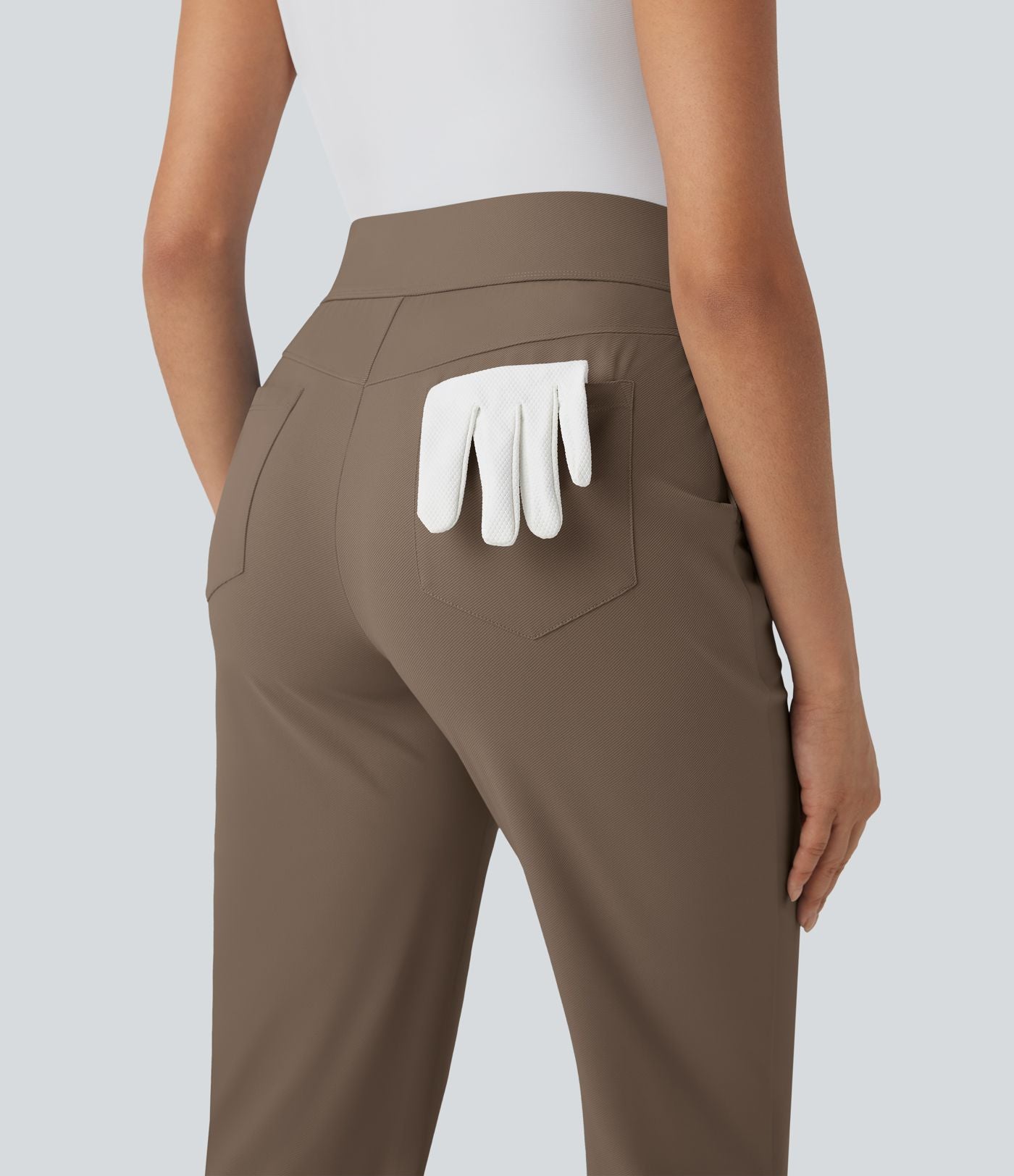 Pantalon de golf séchage rapide, taille mi-haute, avec poches et poche tee, UPF40+
