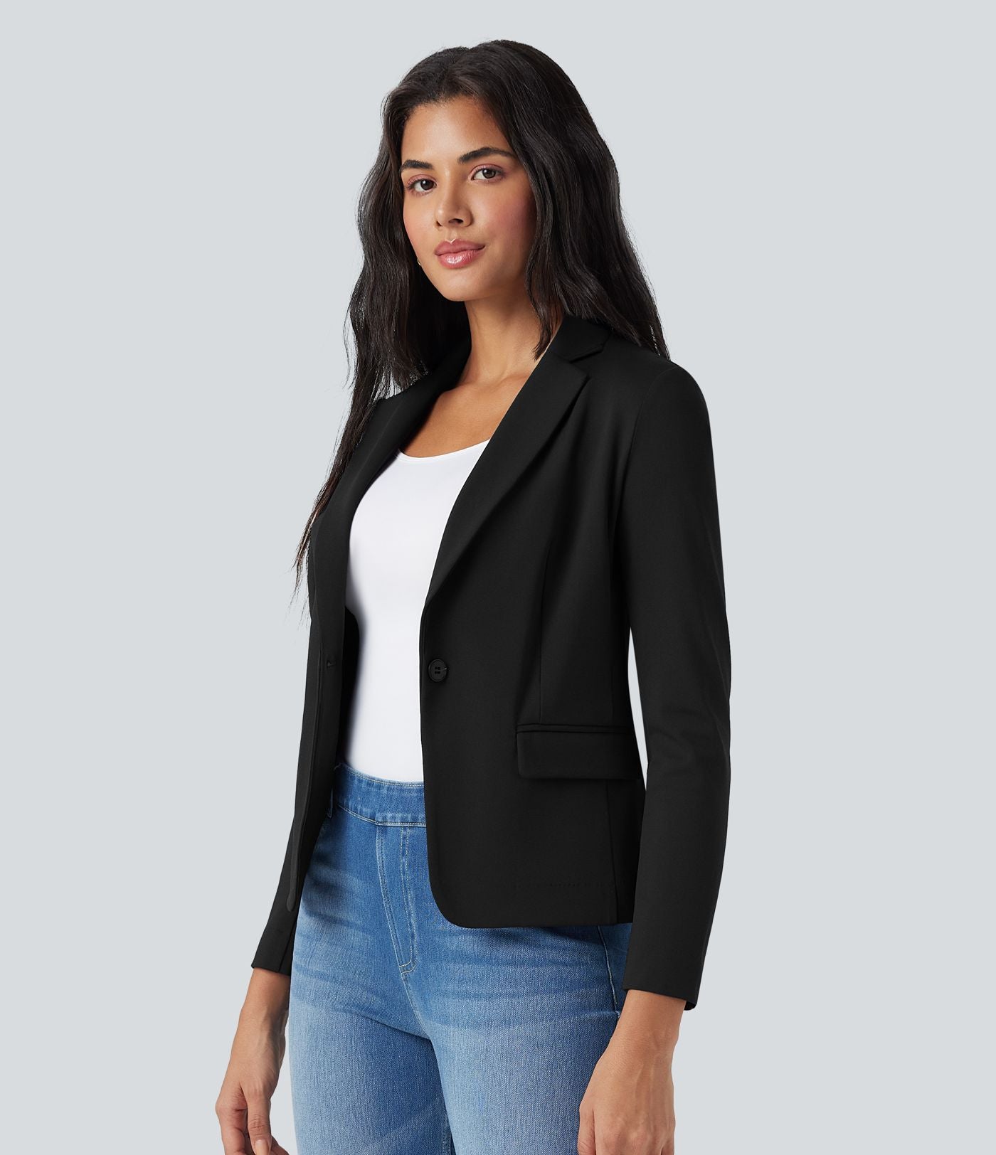 Blazer de travail col cranté à manches longues DayStretch avec poches